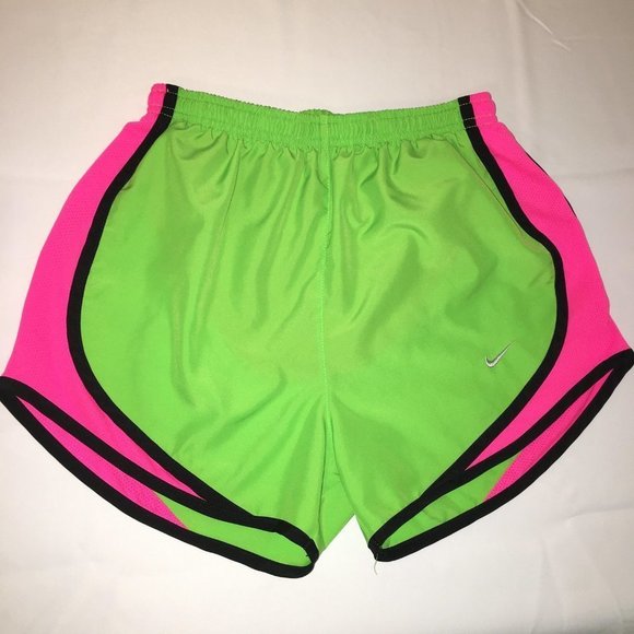 Nike Tempo Logo Dri Fit Lime Green Hot Pink Stripe Running Shorts Size XS - Picture 8 of 8